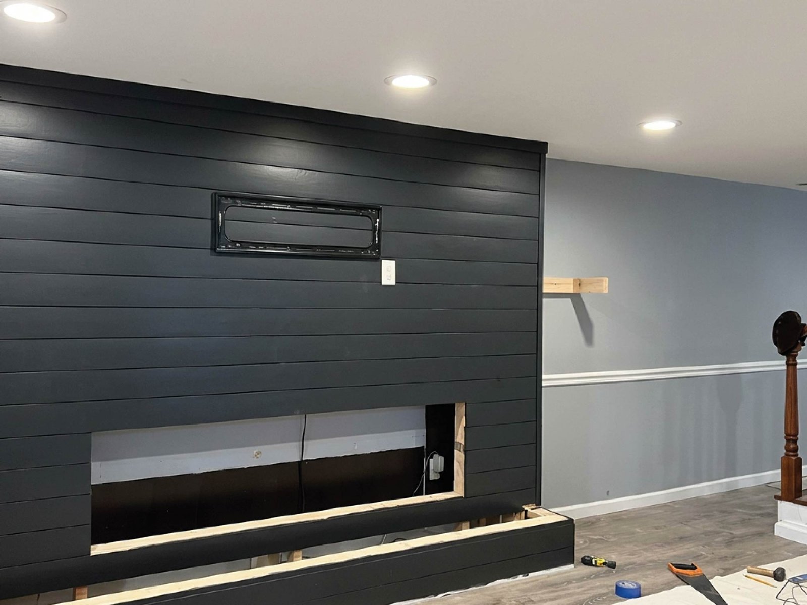 Custom accent wall and fireplace build-out